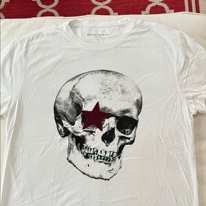 John Varvatos White T-Shirt with Skull and Star Graphic